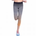 Ombre Striped Capris Women's Leggings Solid Yoga Pants Workout