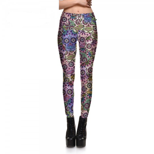 Pastel Day of the Dead Women's Leggings Printed Yoga Pants Workout