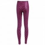 Hot Pink and Black Triangles Women's Leggings Printed Yoga Pants Workout